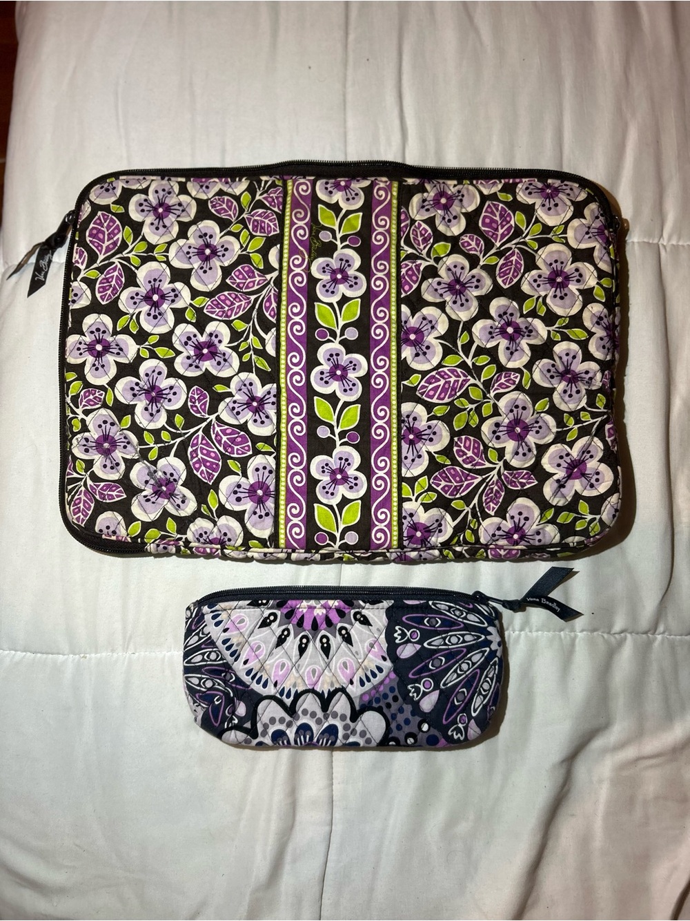 Vera Bradley Purple Floral Quilted Tablet Sleeve with Matching Pouch